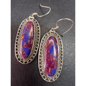 NEW purple Mojave turquoise in black oxidized sterling silver earrings